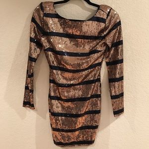 Blue and Gold Sequin Dress